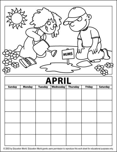 calender coloring pages - photo #1