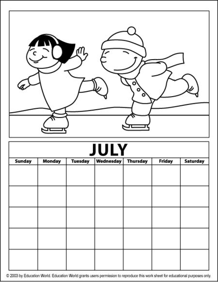 the July Coloring Calendar