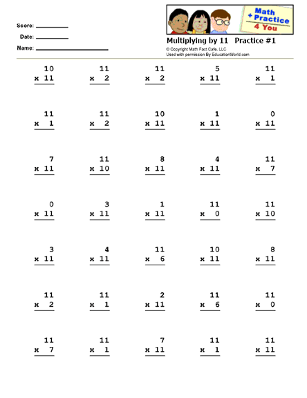 Printables Printable Math Practice Worksheets education world math practice 4 you printable work sheets facts multiplying by 11 sheet 1