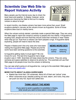 Volcano research report for kids