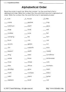 Education World Work Sheet Library: Alphabetical Order | Education World