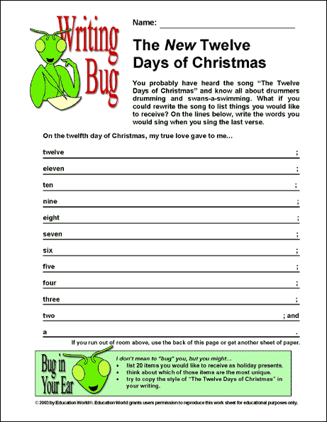 Christmas creative writing worksheets