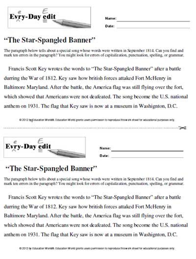 Every-Day Edits: 'The Star-Spangled Banner' Download | Education World