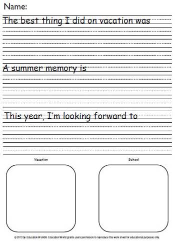 How I Spent My Summer Vacation Printable | Education World