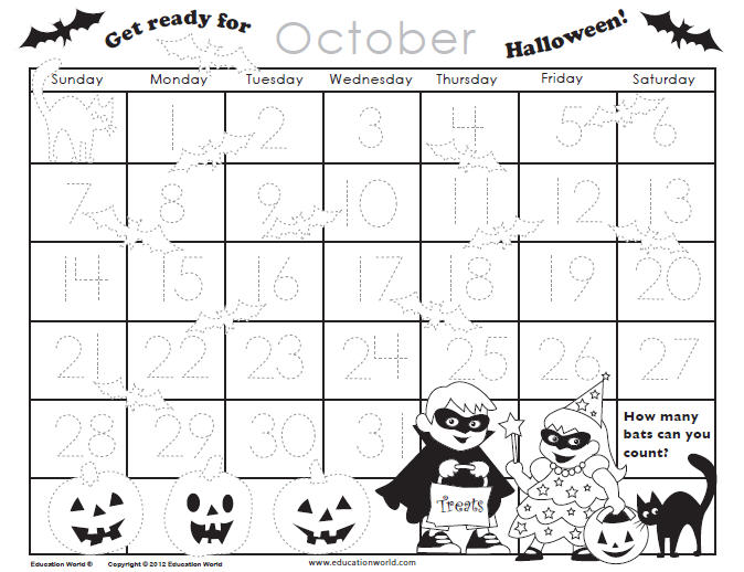 halloween calendar templates