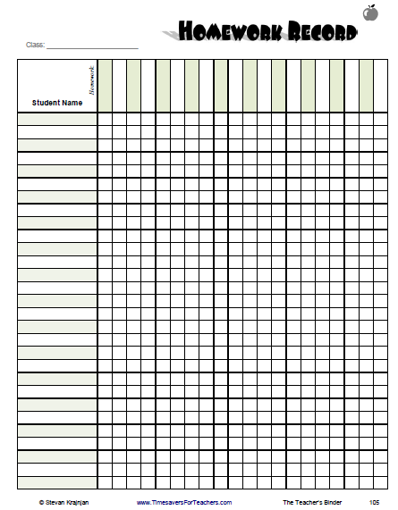 homework record sheet