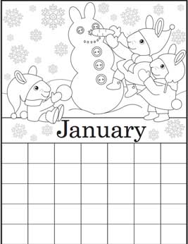 january coloring calendar