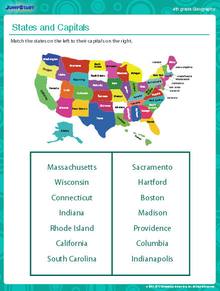 States And Capitals Worksheet Download Education World
