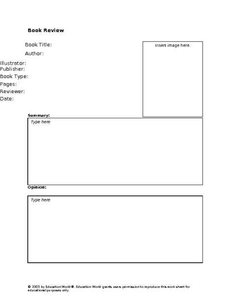 Book review template for kids