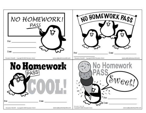 Homework pass templates for teachers