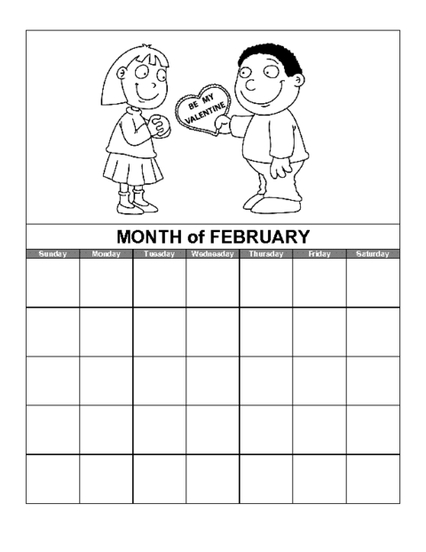 Printable Preschool February Calendar