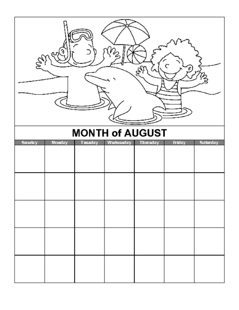 August Calendar Template