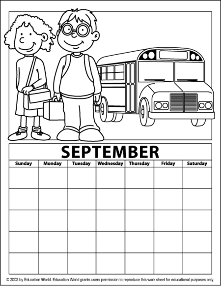 September Coloring Calendar | Education World September Coloring Calendar | Education World
