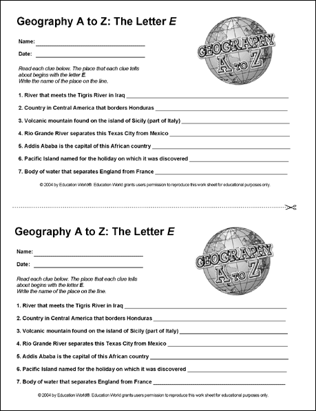 Geography A To Z The Letter E Education World