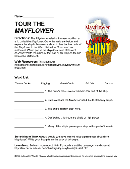 Internet Scavenger Hunt Worksheet