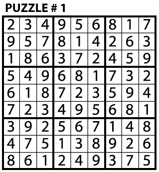 Daily Sudoku Puzzles to print or play online at