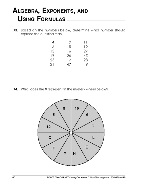 critical thinking maths questions with answers