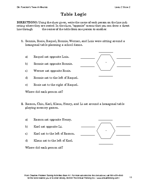 Critical Thinking Skills Worksheet
