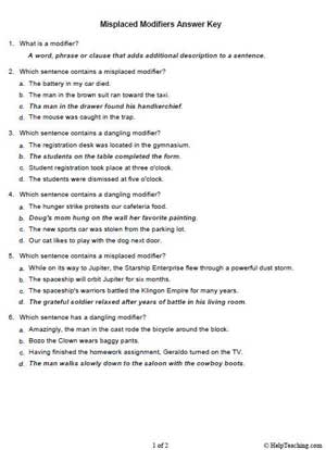 Misplaced Modifiers Answer Key | Education World