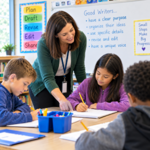 Teacher-Guiding-Young-Writers