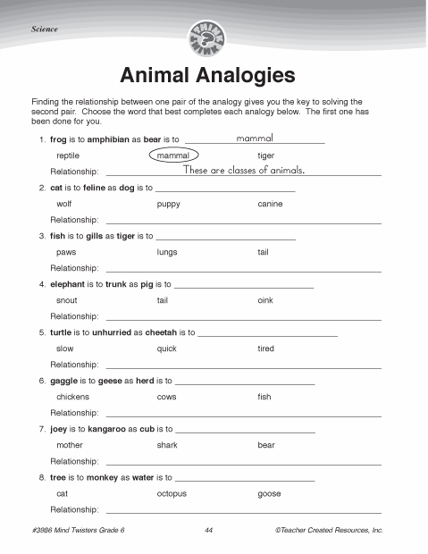 Animal Analogies | Education World Animal Analogies | Education World