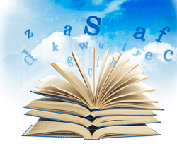 book with letters on top