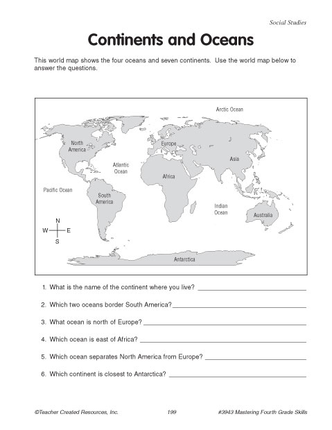 Continents And Oceans Worksheet Pdf Continents And Oceans | Education World