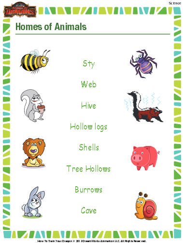 JumpStart - Animal Homes Worksheet | Education World JumpStart - Animal Homes Worksheet | Education World