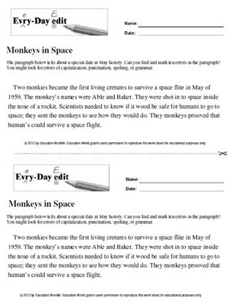Everyday Edit: Monkeys in Space | Education World