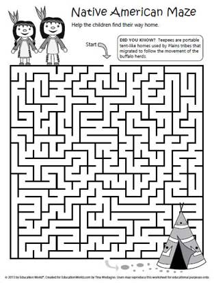 Native American Maze | Education World