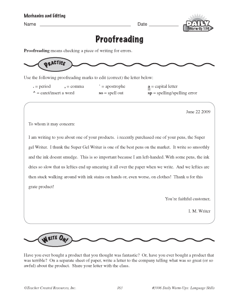 Proofreading Paragraphs Printable Worksheets Proofreading And Editing Practice Summer Themed 