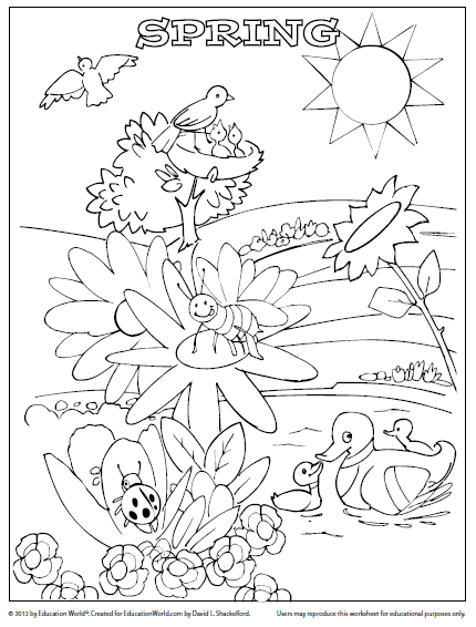 coloring sheet template spring  education world