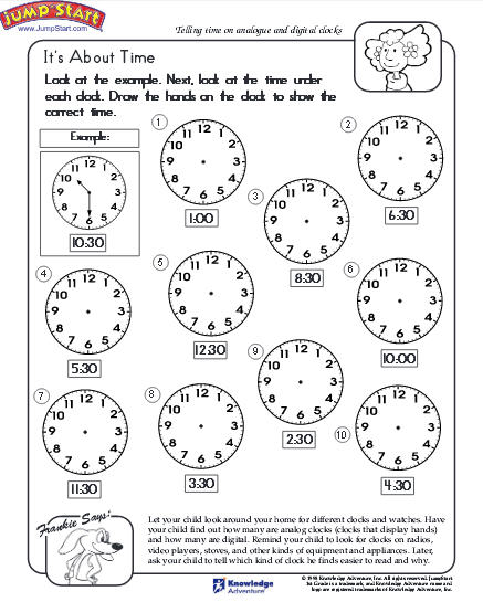 Telling Time Worksheet - Download | Education World