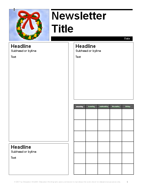 Newsletter Template Doc from www.educationworld.com