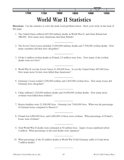 World War 2 Worksheet For Students