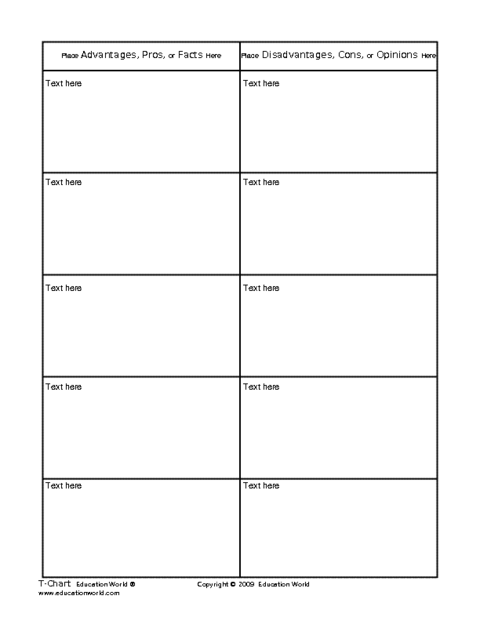 T Chart Template