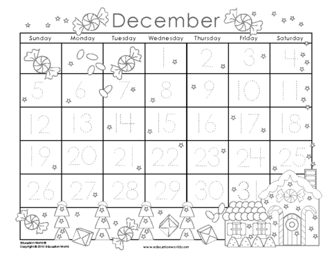 December 2010 Traceable Calendar Template Education World