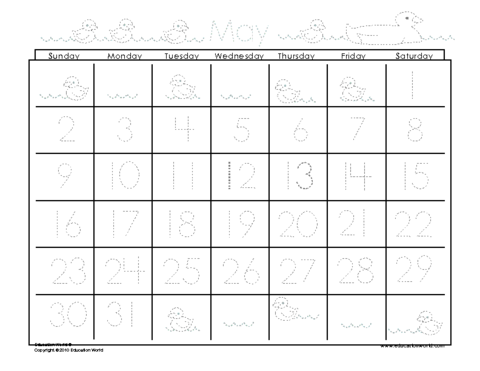 may 2010 traceable calendar template education world