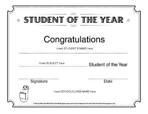 Student Award Template from www.educationworld.com