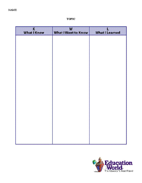 KWL Chart Template  Education World