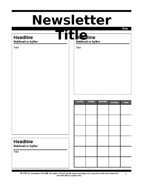 Classroom Newsletter Template 1 Education World