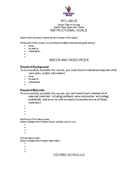 Create A Syllabus Template from www.educationworld.com