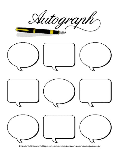 Student Autograph Page Template Education World